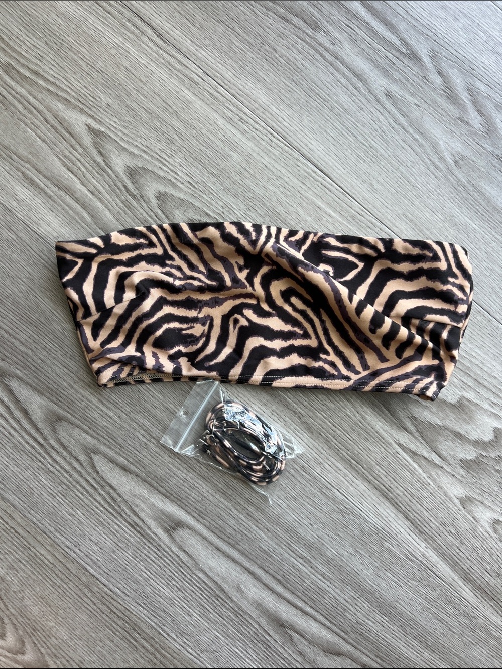 Zebra Print Tube Top - Brown & Beige